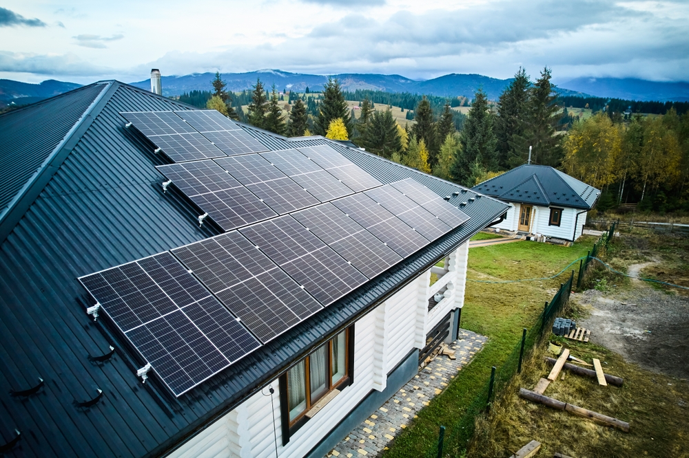 Solar,Panels,On,A,Top,Of,House.,Roof,Of,Solar