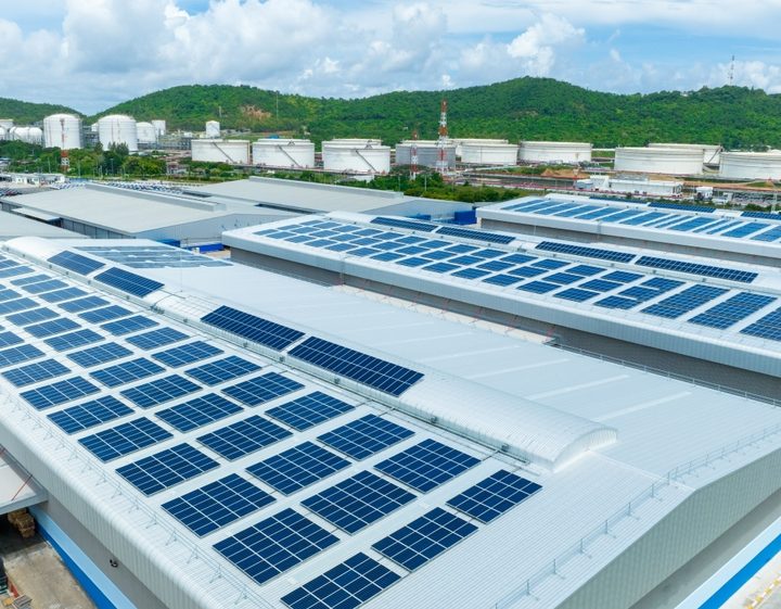 Top,View,Solar,Cell,On,Warehouse,Factory.,Solor,Photo,Voltaic